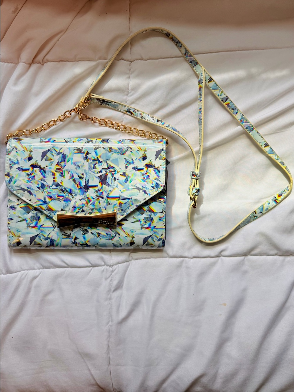 Betsey Johnson Blue Crystal Prism Wallet Crossbody Bag